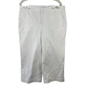 TALBOTS Classic Preppy White Crop‎ High Rise Wide Leg Stretch Capri Jean Sz 14P
